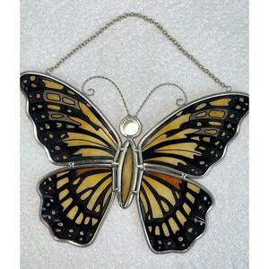 Amia Stained glass Hand Painted Butterfly  Sun catcher 9"x7"
